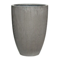 Ben Ridged Planter - Dark Grey
