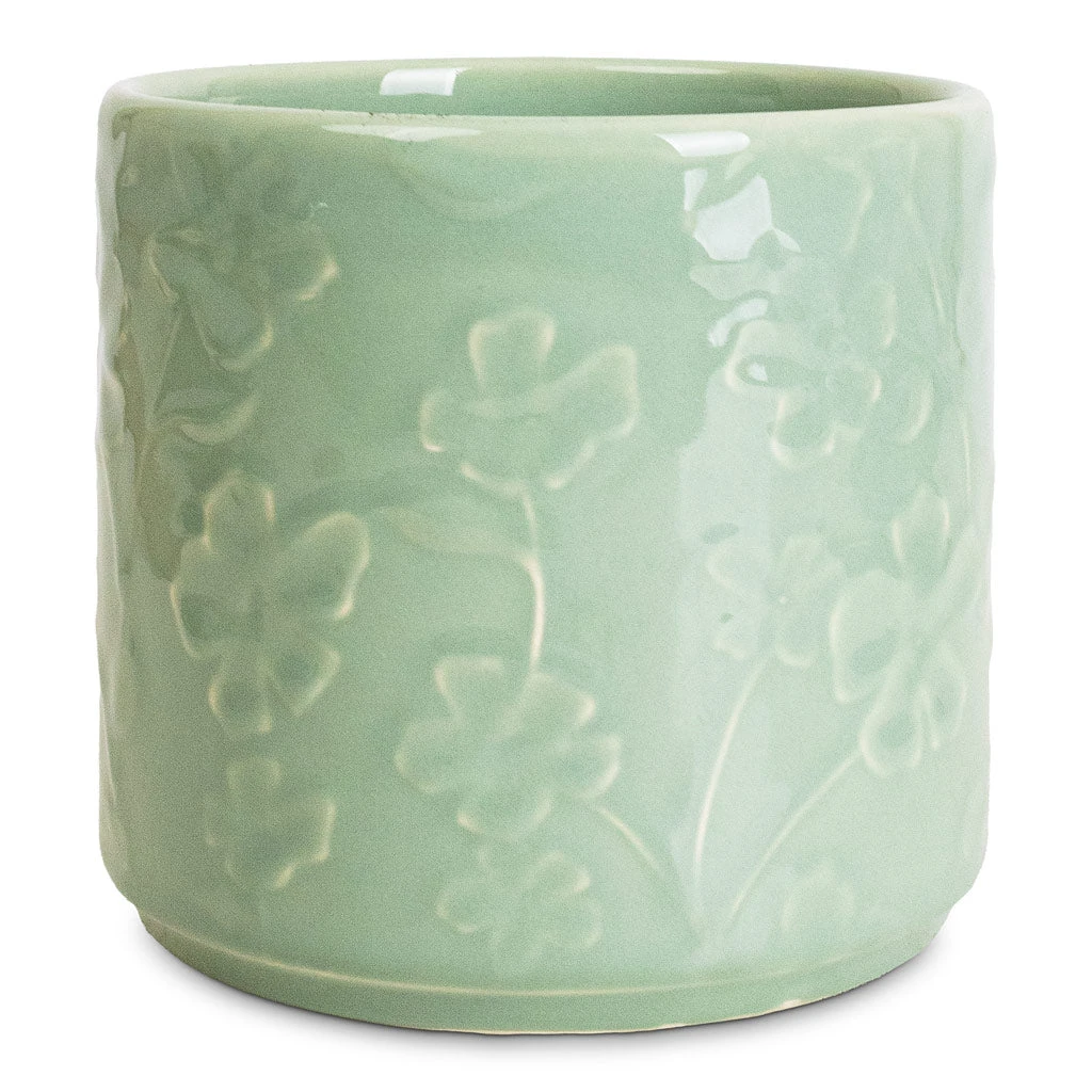 Betsy Embossed Plant Pot - Floral Mint 3 Betsy Embossed Plant Pot - Floral Mint
