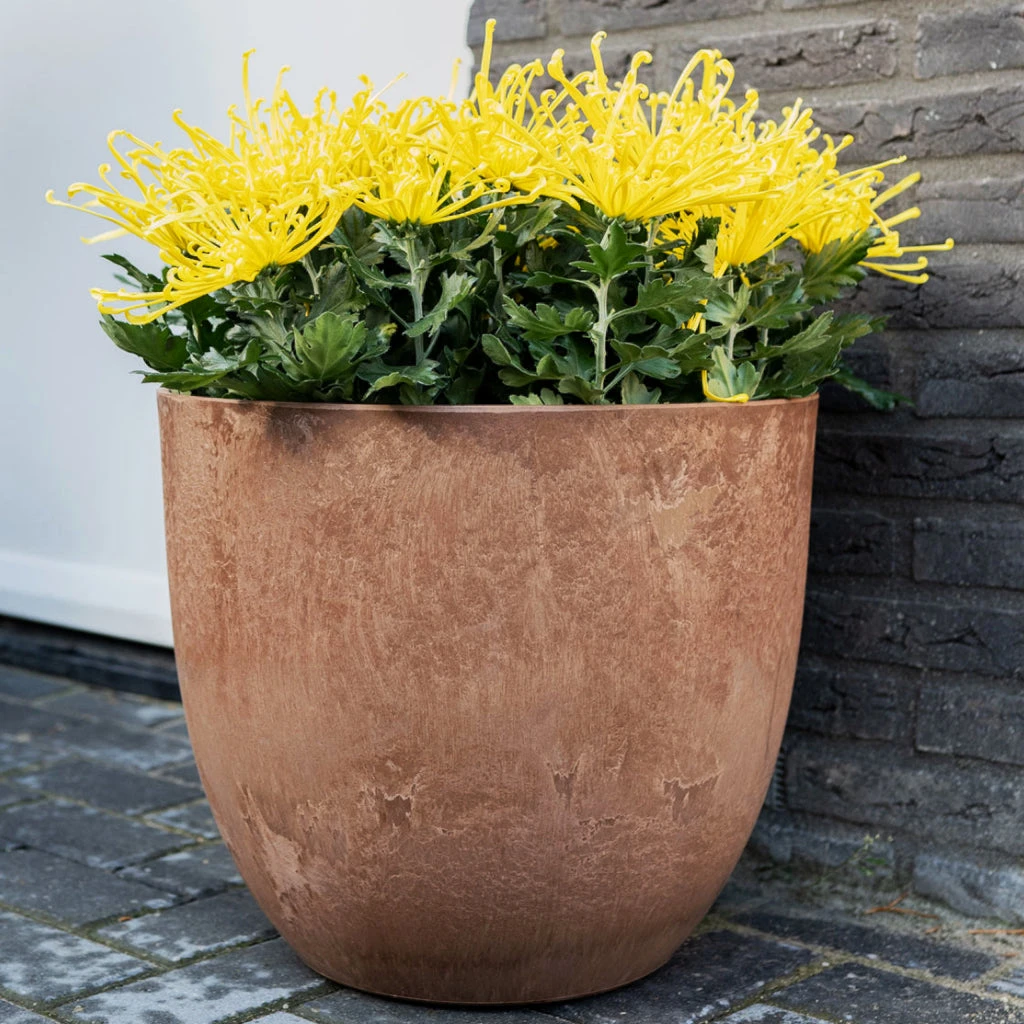Bola Artstone Plant Pot - Oak 4 Bola Artstone Plant Pot - Oak - Image 2