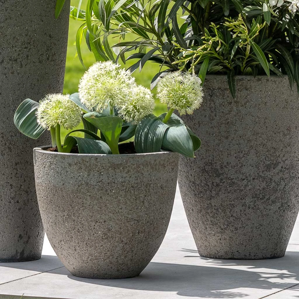 Jesslyn Cement & Stone Plant Pot - Granite Grey 4 Jesslyn Cement & Stone Plant Pot - Granite Grey - Image 2