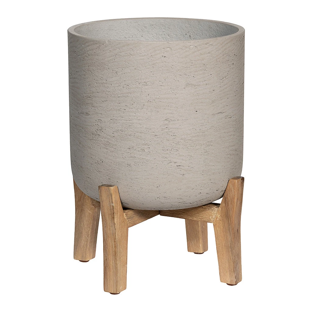 Charlie Plant Pot - Low Stand - Grey Washed 3 Charlie Plant Pot - Low Stand - Grey Washed