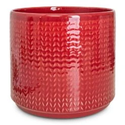Chevron Plant Pot - Ruby