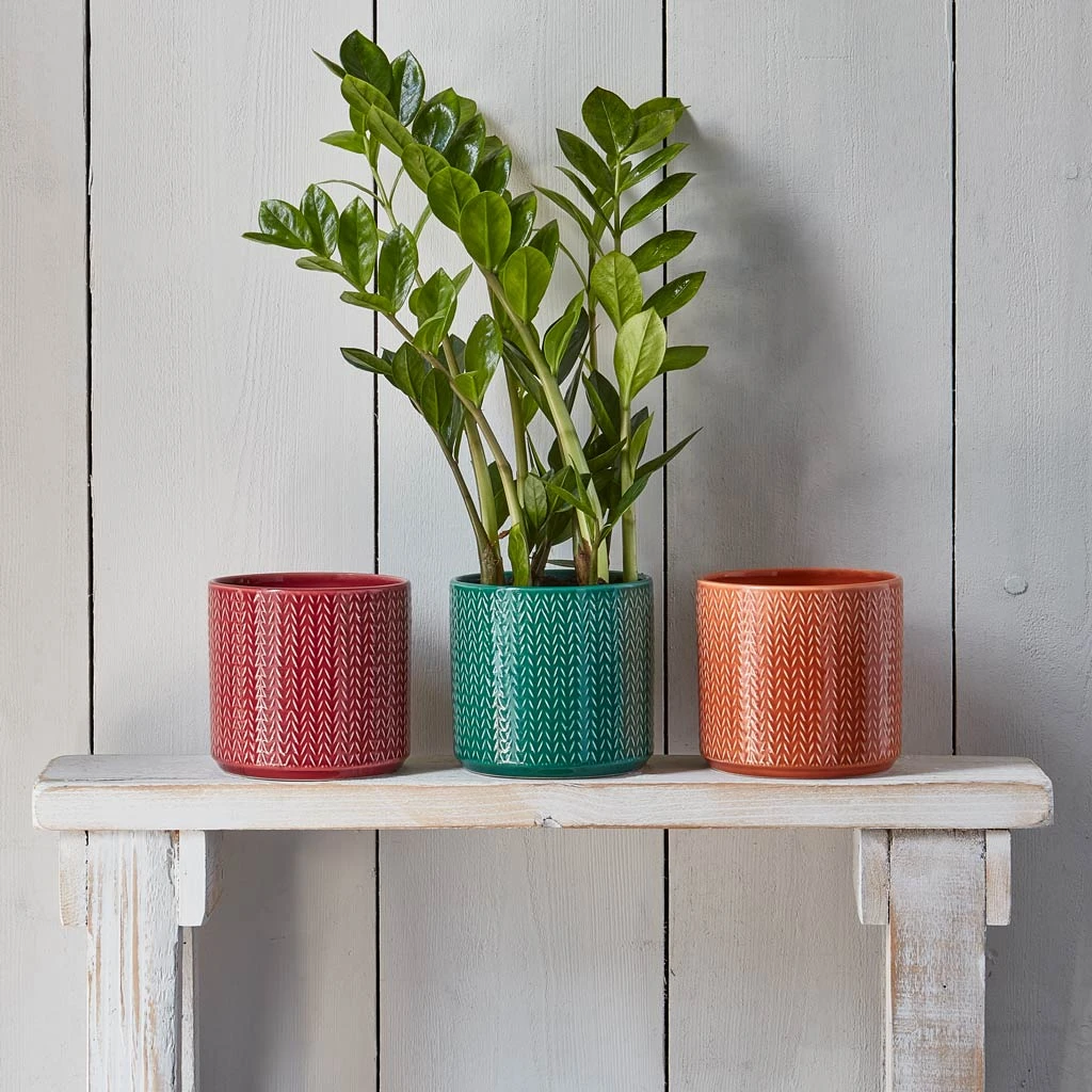 Chevron Plant Pot - Ruby 4 Chevron Plant Pot - Ruby - Image 2