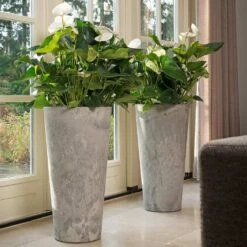 Claire Artstone Tall Planter - Grey 12 Claire Artstone Tall Planter - Grey -Plant Promotion Store Claire Artstone Tall Planter Grey 2