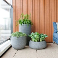 Cody Ridged Plant Pot - Dark Grey -Plant Promotion Store Cody Eileen Planters Ridged Cement
