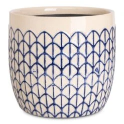 Geo Plant Pot - Crème Blue -Plant Promotion Store Geo Pot Creme Blue 18x16cm