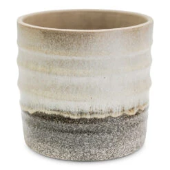 Gia Rippled Plant Pot - Stone Granite Dip
