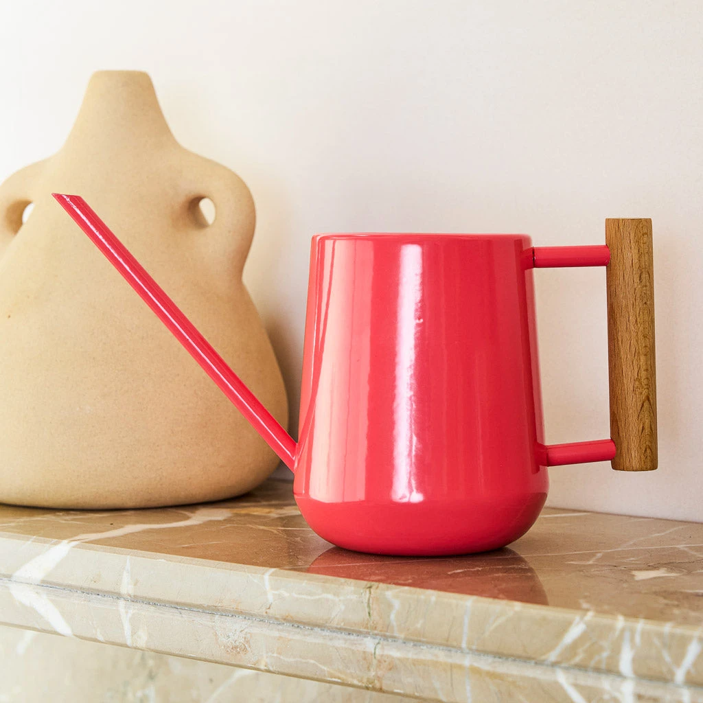 Indoor Watering Can 0.7L - Coral With Beech Handle 4 Indoor Watering Can 0.7L - Coral With Beech Handle - Image 2