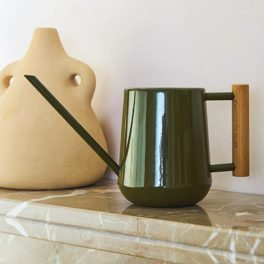 Indoor Watering Can 0.7L - Olive With Beech Handle 4 Indoor Watering Can 0.7L - Olive With Beech Handle - Image 2