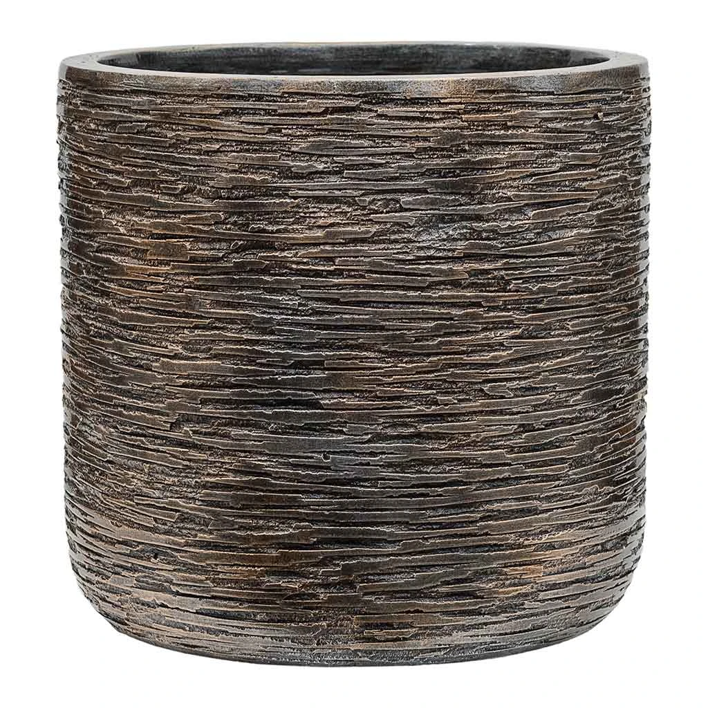 Luxe Lite Wrinkle Cylinder Planter - Bronze 3 Luxe Lite Wrinkle Cylinder Planter - Bronze