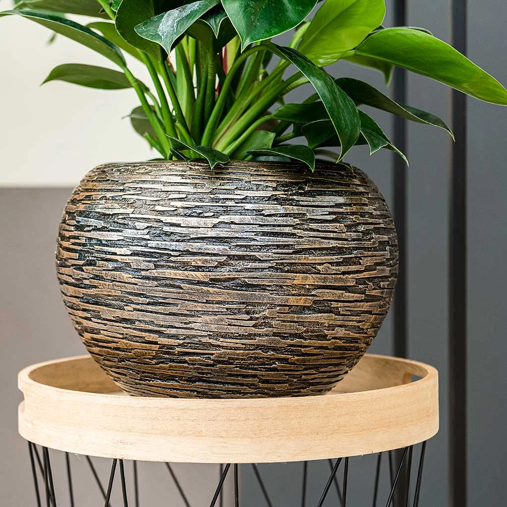 Luxe Lite Wrinkle Globe Planter - Bronze 4 Luxe Lite Wrinkle Globe Planter - Bronze - Image 2