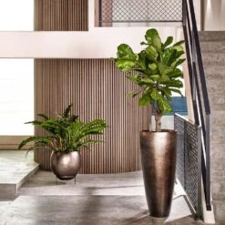 Metallic Partner Planter - Matt Coffee 12 Metallic Partner Planter - Matt Coffee -Plant Promotion Store Metallic Silver leaf Globe Elevated Matt Coffee Metallic Silver leaf Partner Matt Coffee