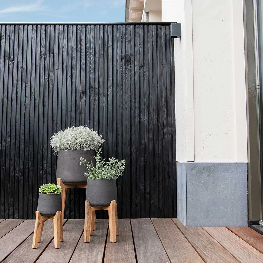 Patt Plant Pot - Tall Stand - Black Washed 8 Patt Plant Pot - Tall Stand - Black Washed - Image 6