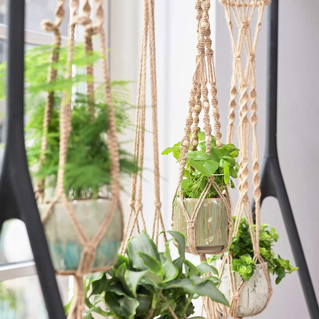 Plant Pot Macrame Hanger - Natural With Beads 5 Plant Pot Macrame Hanger - Natural With Beads - Image 4