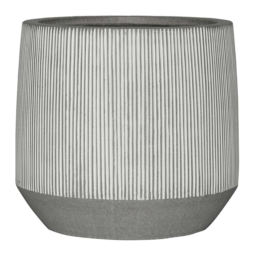 Harith Ridged Plant Pot - White Stripe 3 Harith Ridged Plant Pot - White Stripe