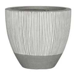Jesslyn Ridged Plant Pot - White Stripe -Plant Promotion Store Ridged Jesslyn Plant Pot White Stripe 45x35cm