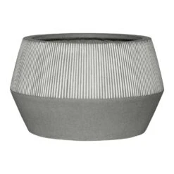 Harley Low Ridged Plant Pot - White Stripe