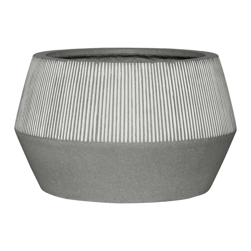 Harley Low Ridged Plant Pot - White Stripe 3 Harley Low Ridged Plant Pot - White Stripe