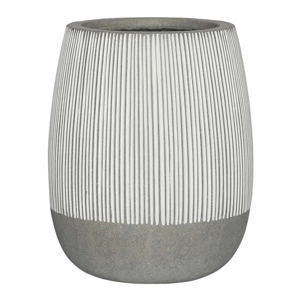 Perry Ridged Plant Pot - White Stripe 3 Perry Ridged Plant Pot - White Stripe