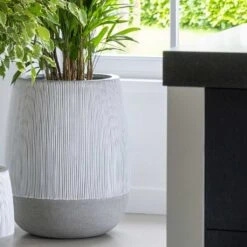 Perry Ridged Plant Pot - White Stripe 9 Perry Ridged Plant Pot - White Stripe -Plant Promotion Store Ridged Perry Plant Pot White Stripe Lifestyle