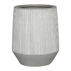 Harith High Ridged Plant Pot - White Stripe
