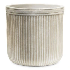 Vertical Rib Cylinder Planter - Beige